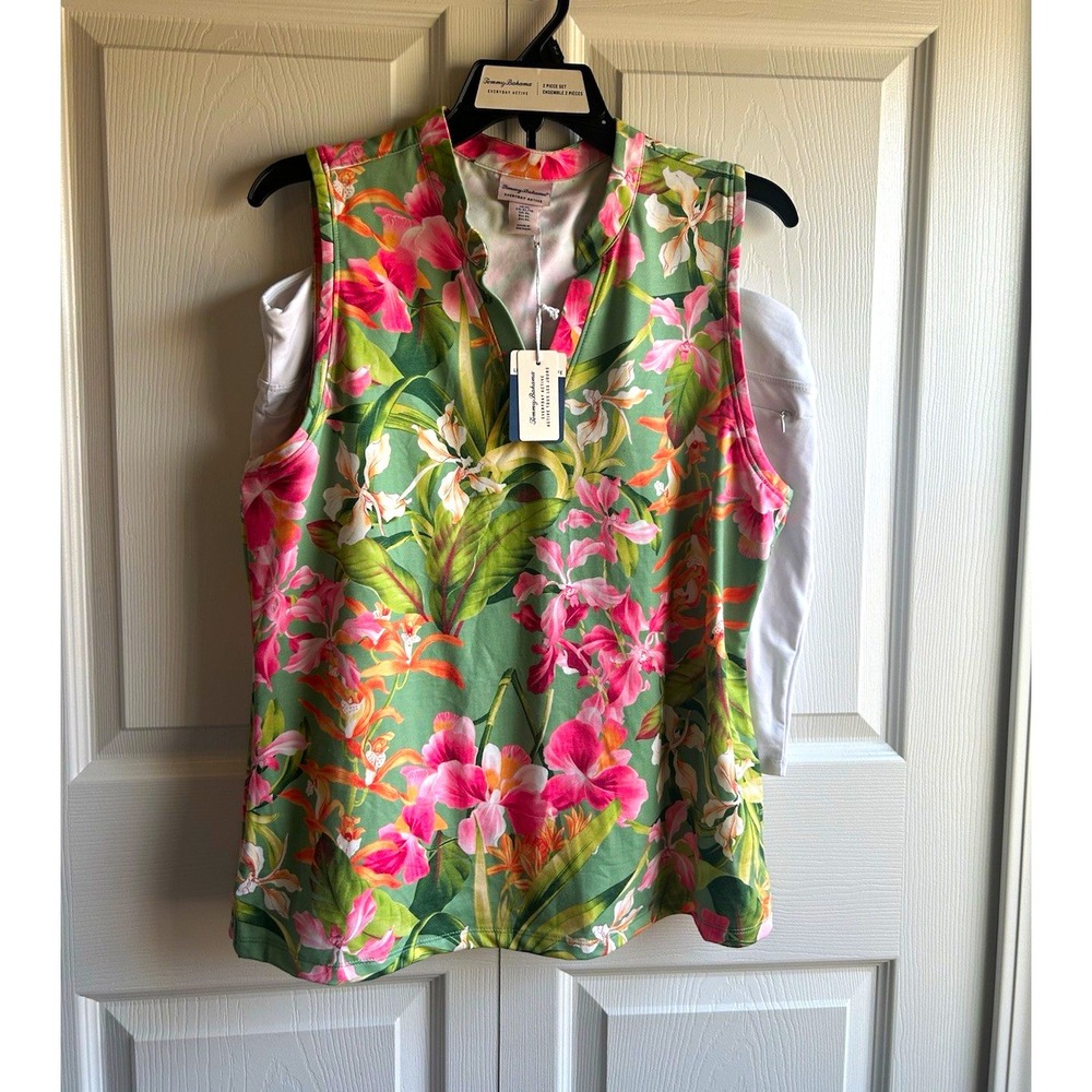 Tommy Bahama Everyday Active Women's Floral V-Neck Tank and Skirt Set UPF 50 XL